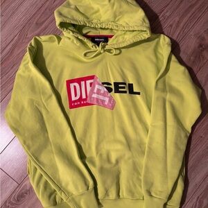 Diesel Men's Bright Yellow Hoodie Oversized Fit